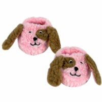 Sophia's Sherpa Puppy Dog Face Slippers for 18  Dolls, Pink/Brown
