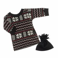 Sophia's Fair Isle Sweater Dress and Hat for 18  Dolls, Black