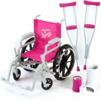 Sophia's Wheelchair, Cast and Crutches Set for 18  Dolls, Hot Pink