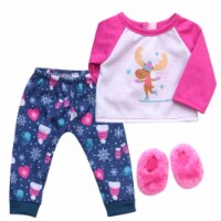 Sophia's - 18  Doll - Moose Print Winter Pj's & Slippers - Teal