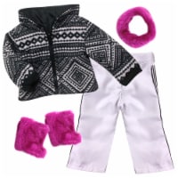 Sophia's - 18  Doll - Geometric Ski Coat, Pants, Berry Neck Warmer & Fur Boots