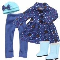 Sophia's - 15  Doll - Print Coat, Pink Shirt, Leggings, Hat & Suede Boots - Blue