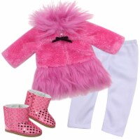Sophia's - 18  Doll - Fleece Coat, White Leggings & Pink Sequin Ewe Boots - Hot Pink