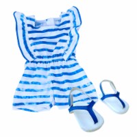 Sophia's Stripe Romper and Sandals for 18  Dolls, Blue/White