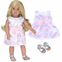 Sophia's Stripe Party Dress and Sandals for 18 Dolls, Pink/White