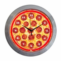 Neonetics Home Indoor Restaurant Kitchen Decorative Pizza Neon Wall Clock