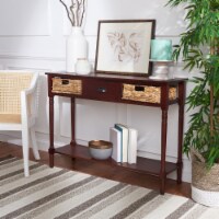 Safavieh Storage Console Table 3-Drawer Rattan Wood 1 Count Cherry