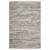 Safavieh RAR125B-2339 Rag Rug Hand Woven Rectangle Rug- Ivory - Multi- 2 ft. 3 in. x 3 ft. 9