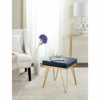 SAFAVIEH Jenine Faux Ostrich Square Bench Navy / Gold