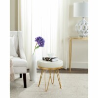 SAFAVIEH Jenine Faux Ostrich Round Bench Creme / Gold