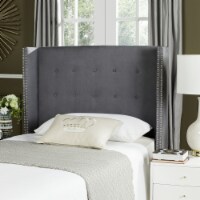 SAFAVIEH Keegan Velvet Winged Headboard Silver Nail Head Grey Full