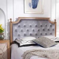 SAFAVIEH Rustic Wood Grey Tufted Velvet Twin Headboard Grey / Rustic Oak Twin