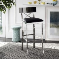 SAFAVIEH Zoey 39''H Stainless Steel Cross Back Bar Stool Black