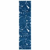 Safavieh SG455-6511-27 2 ft. 3 in. x 7 ft. Shag Power Loomed Runner Area Rug, Dark Blue & Cre