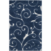 Safavieh SG455-6511-4 4 x 6 ft. Shag Power Loomed Small Rectangular Area Rug, Dark Blue & Cre