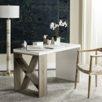 SAFAVIEH Carlene Modern Scandinavian Side Storage Lacquer Desk White / Oak