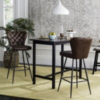 SAFAVIEH Aster 30 H Mid-Century Modern Leather Tufted Bar Stool Burgundy