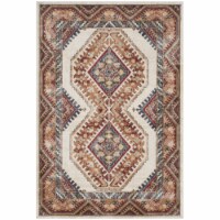 Safavieh BIJ647A-5 Bijar Medium Rectangle Area Rug, Ivory & Rust - 5 ft. - 3 in. x 7 ft. - 6