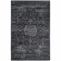Safavieh CNG631P-3 3 x 5 ft. Carnegie Power Loomed Small Rectangle Area Rug, Dark Grey & Crea