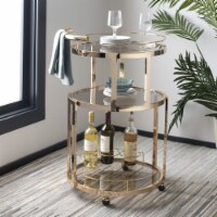 SAFAVIEH Rio 3-Tier Round Bar Cart And Wine Rack Gold / Tea