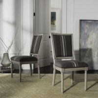 Safavieh FOX6229M-SET2 19 in. Buchanan French Brasserie Linen Rect Side Chair, Grey & Beige