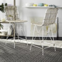 SAFAVIEH Minerva Wicker Counter Stool Set of 2 White / White