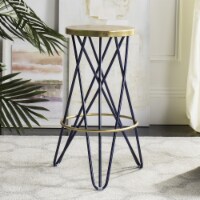 SAFAVIEH Lorna Gold Leaf Bar Stool Navy / Gold