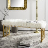 SAFAVIEH Mera Faux Sheepskin Bench White