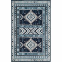 Safavieh CLV511A-6 Classic Vintage Power Loomed Medium Rectangle Area Rug, Navy & Light Blue