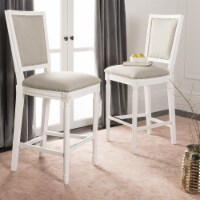 SAFAVIEH Buchanan Rectangle Bar Stool Set of 2 Light Grey / Cream