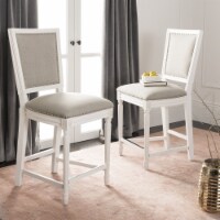 SAFAVIEH Buchanan Rectangle Counter Stool Set of 2 Light Grey / Cream