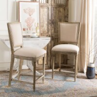 SAFAVIEH Buchanan Rectangle Counter Stool Set of 2 Beige
