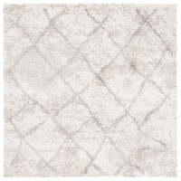 Safavieh BER162C-5SQ Berber Shag Square Area Rug, Cream & Light Grey - 5 ft.-1 in. x 5 ft.-1