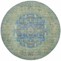Safavieh VAL123M-7R Valencia Power Loomed Round Rugs, Blue & Multi Color - 6 ft. 7 in. x 6 ft