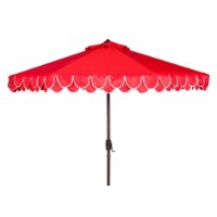 SAFAVIEH Outdoor Collection Elegant Valance 9-Foot Tilt Umbrella Red / White