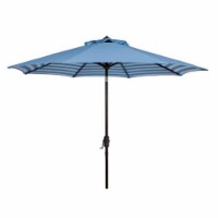 SAFAVIEH Outdoor Collection Athens Inside Out Striped 9-Foot Umbrella Baby Blue / White