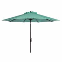 SAFAVIEH Outdoor Collection Athens Inside Out Striped 9-Foot Umbrella Dark Green/White