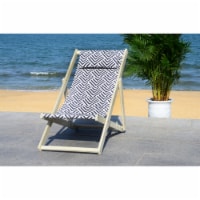 Safavieh PAT7039A 34.4 x 24.2 x 41.3 in. Rive Foldable Sling Chair, Navy & White