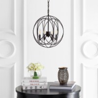 SAFAVIEH Piran 3 Light 30 Inch Pendant | Chrome / White |