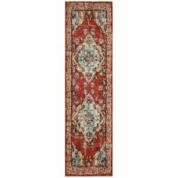 Safavieh MNC243H-26 Monaco Power Loomed Runner Rug, Orange & Light Blue - 2 ft.-2 in. x 6 ft.