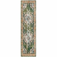 Safavieh MNC243F-28 Monaco Power Loomed Runner Rug, Forest Green & Light Blue - 2 ft.-2 in. x