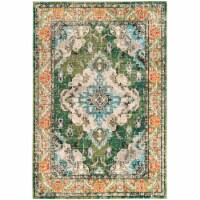 Safavieh MNC243F-4 Monaco Small Rectangle Area Rug, Forest Green & Light Blue - 4 ft. x 5 ft.