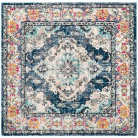 Safavieh MNC243N-5SQ Monaco Square Area Rug, Navy & Light Blue - 5 x 5 ft.
