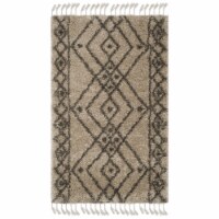 Safavieh MFG248C-3 3 x 5 ft. Moroccan Fringe Shag Power Loomed Rug, Small Rectangle - Mushroo