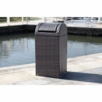 SAFAVIEH Outdoor Collection Bishop Outdoor Wicker 18 Gallon Trash Bin Brown