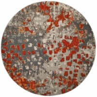 Safavieh MNC225H-5R 5 x 5 ft. Monaco Power Loomed Round Area Rug, Grey & Orange