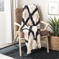 SAFAVIEH Lila Grace Fringe Throw Blanket Black / Beige