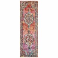 Safavieh CRS502A-27 Crystal Power Loomed Runner Area Rug, Orange & Light Blue - 2 ft.-2 in. x