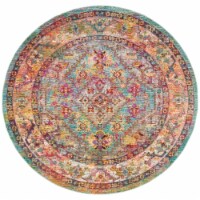 Safavieh CRS507A-7R Crystal Power Loomed Round Area Rug, Light Blue & Orange - 7 x 7 ft.