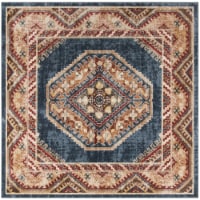 Safavieh BIJ647B-7SQ Bijar Power Loomed Square Area Rug, Royal & Rust - 6 ft.-7 in. x 6 ft.-7